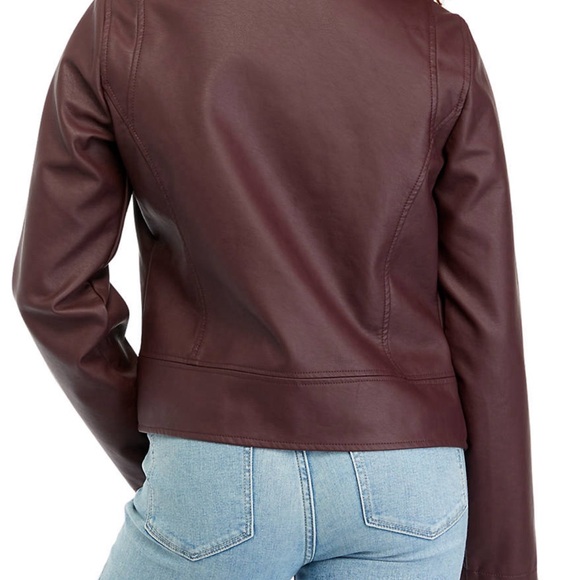 Vine & Valley Moto Jacket Faux Leather Wine Size L Large - Picture 4 of 10
